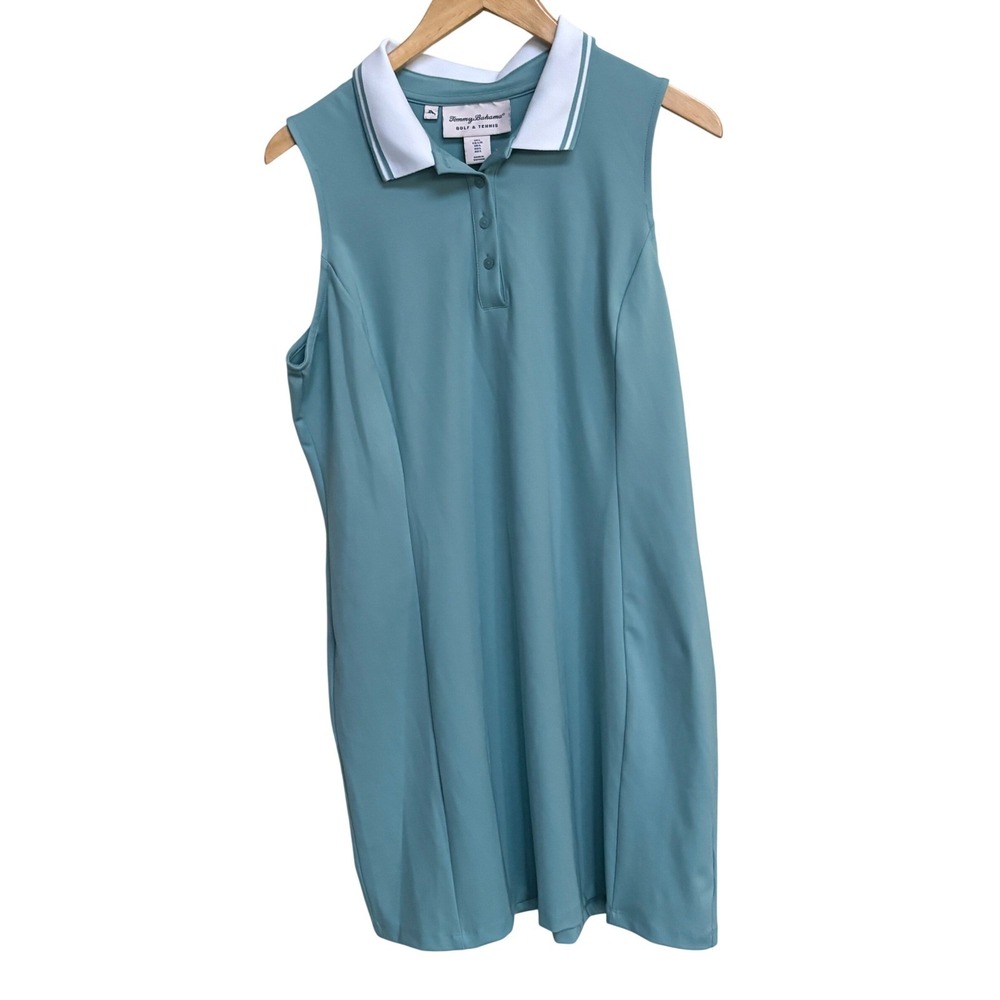 Sleeveless Teal Polo Dress with Contrast Collar - Picture 2 of 7